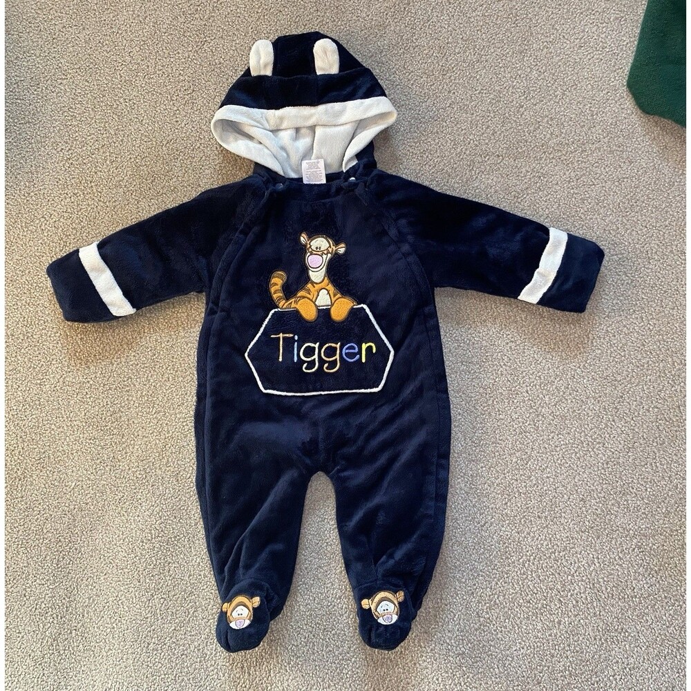 Disney Tigger Navy Blue Fleece Bunting Pram 3/6M Retired 2011 Design